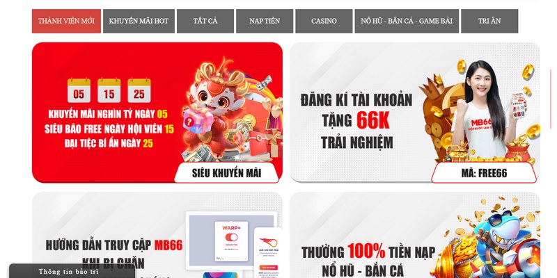 Ưu đãi dành cho thành viên mới MB66